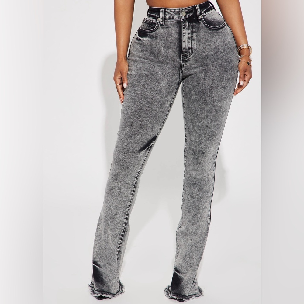 Acid Wash Black Flare Jeans